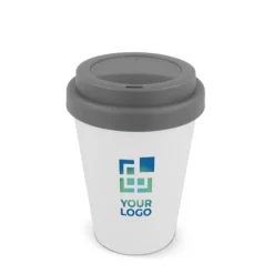 Gift Campaign Bicchiere da asporto in plastica riciclata con tappo colorato 250ml></noscript> Bicchieri Take Away
