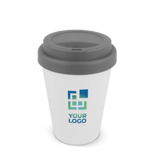 Gift Campaign Bicchiere da asporto in plastica riciclata con tappo colorato 250ml> Bicchieri Take Away