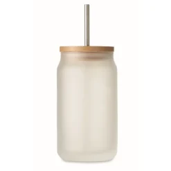 Gift Campaign Bicchiere di vetro a forma di barattolo da 400 ml con cannuccia e tappo></noscript> Bicchieri Di Vetro Personalizzati