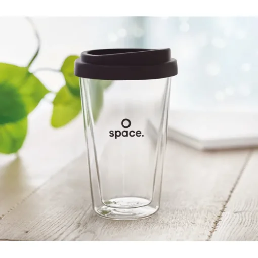 Gift Campaign Bicchiere doppia parete con tappo in silicone 350ml Silicone> Bicchieri Take Away