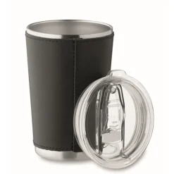 Gift Campaign Bicchiere in acciaio con fodera rimovibile in pelle sintetica 350ml></noscript> Bicchieri Take Away