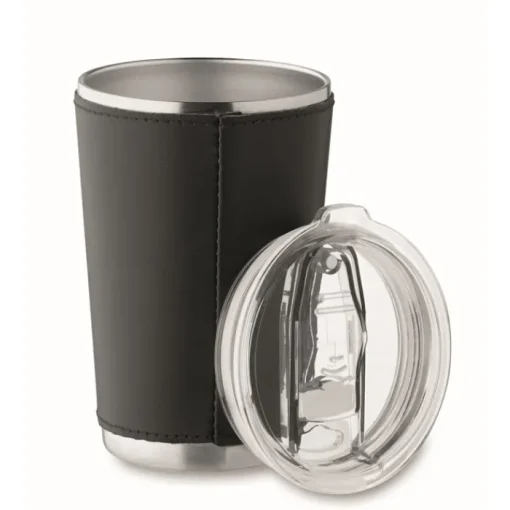 Gift Campaign Bicchiere in acciaio con fodera rimovibile in pelle sintetica 350ml> Bicchieri Take Away