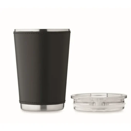 Gift Campaign Bicchiere in acciaio con fodera rimovibile in pelle sintetica 350ml> Bicchieri Take Away