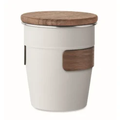 Gift Campaign Bicchiere in acciaio inox con impugnatura rimovibile in legno 350ml><noscript><img width=