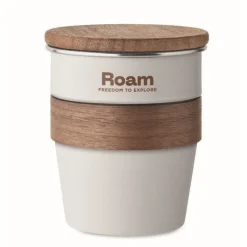 Gift Campaign Bicchiere in acciaio inox con impugnatura rimovibile in legno 350ml><noscript><img width=