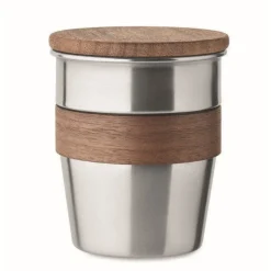 Gift Campaign Bicchiere in acciaio inox con impugnatura rimovibile in legno 350ml><noscript><img width=