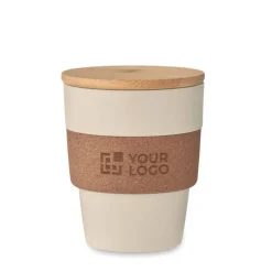 Gift Campaign Bicchiere in PP riciclato con fascia in sughero e tappo in bambù 300 ml><noscript><img width=