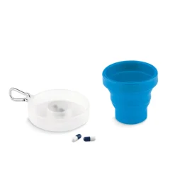 Gift Campaign Bicchiere in silicone pieghevole con portapillole e moschettone MediCup> Gadget Per Medici E Infermieri