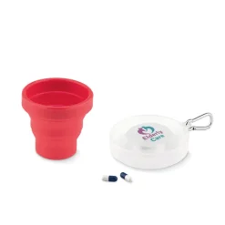 Gift Campaign Bicchiere in silicone pieghevole con portapillole e moschettone MediCup></noscript> Gadget Per Medici E Infermieri