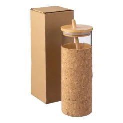Gift Campaign Bicchiere in vetro con custodia in sughero, tappo e cannuccia in bambù da 450 ml></noscript> Bicchieri Di Vetro Personalizzati|Borracce In Vetro