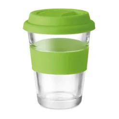 Gift Campaign Bicchiere take away con tappo e fascia silicone 350ml Takeaway Cristal></noscript> Bicchieri Take Away