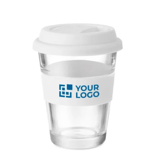 Gift Campaign Bicchiere take away con tappo e fascia silicone 350ml Takeaway Cristal> Bicchieri Take Away
