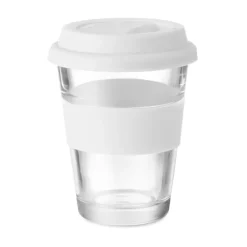 Gift Campaign Bicchiere take away con tappo e fascia silicone 350ml Takeaway Cristal></noscript> Bicchieri Take Away