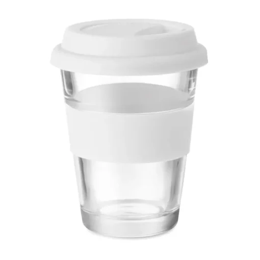 Gift Campaign Bicchiere take away con tappo e fascia silicone 350ml Takeaway Cristal> Bicchieri Take Away