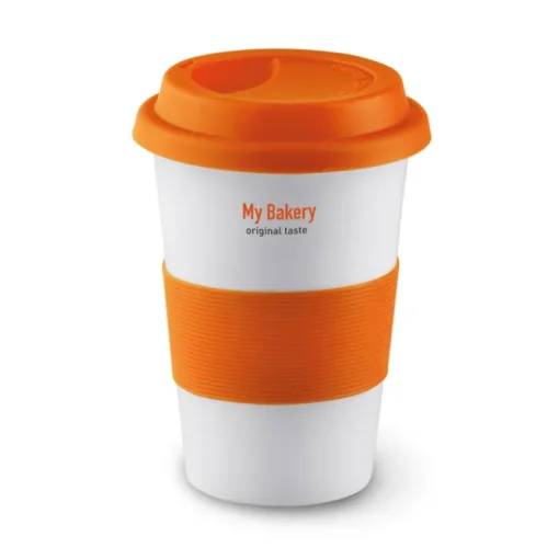 Gift Campaign Bicchiere take away in ceramica coperchio e fascia 400ml Takeaway Plus> Bicchieri Take Away