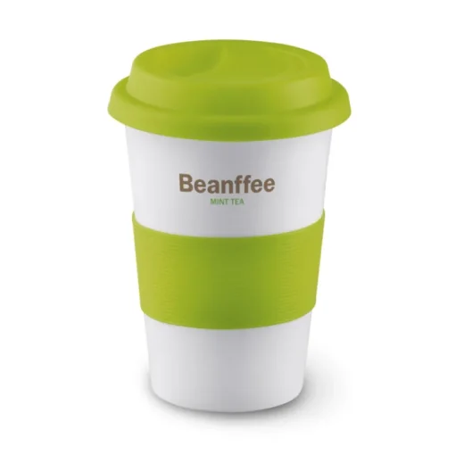 Gift Campaign Bicchiere take away in ceramica coperchio e fascia 400ml Takeaway Plus> Bicchieri Take Away