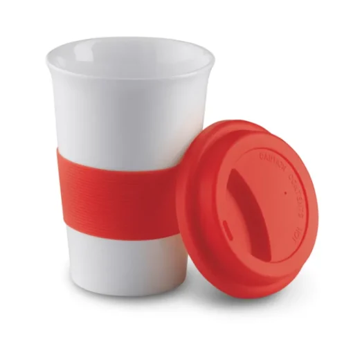 Gift Campaign Bicchiere take away in ceramica coperchio e fascia 400ml Takeaway Plus> Bicchieri Take Away