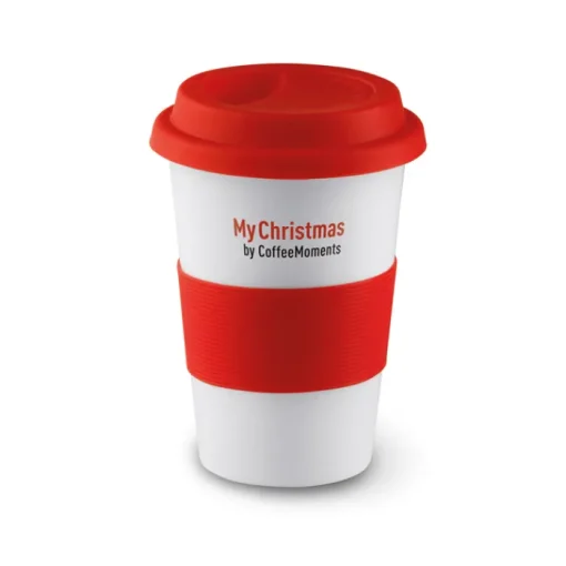 Gift Campaign Bicchiere take away in ceramica coperchio e fascia 400ml Takeaway Plus> Bicchieri Take Away