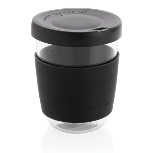 Gift Campaign Bicchiere take away in vetro con fascia e coperchio 360ml Ukiyo> Bicchieri Take Away