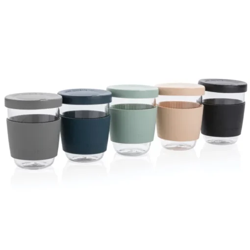 Gift Campaign Bicchiere take away in vetro con fascia e coperchio 360ml Ukiyo> Bicchieri Take Away