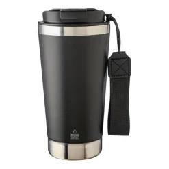 Gift Campaign Bicchiere termico con cinturino coordinato e coperchio nero da 500 ml> Bicchieri Termici Personalizzati