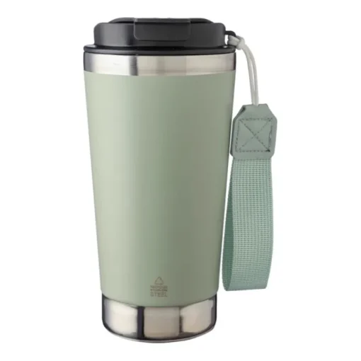 Gift Campaign Bicchiere termico con cinturino coordinato e coperchio nero da 500 ml> Bicchieri Termici Personalizzati