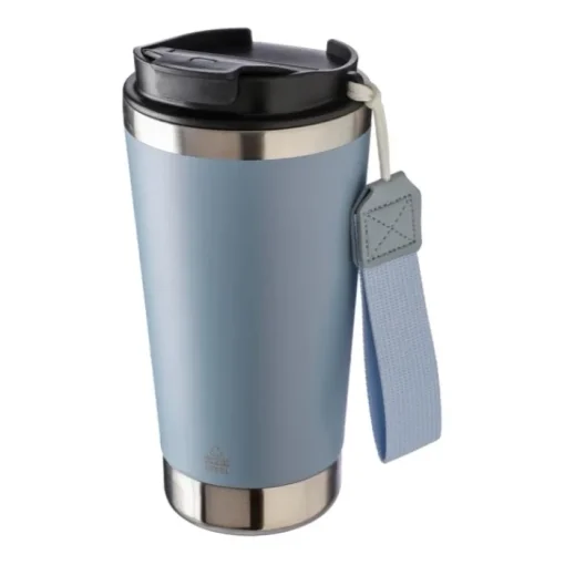 Gift Campaign Bicchiere termico con cinturino coordinato e coperchio nero da 500 ml> Bicchieri Termici Personalizzati