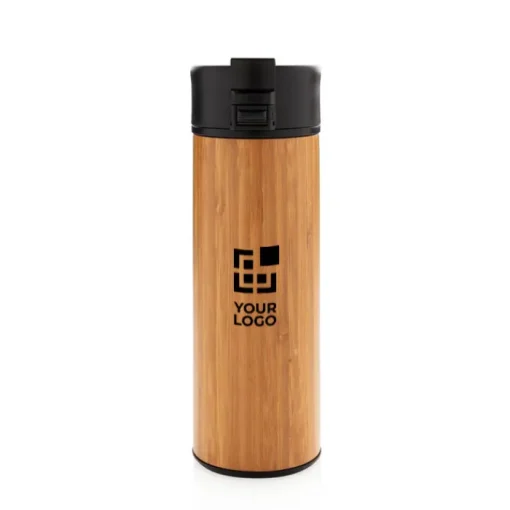 Gift Campaign Bicchiere termico d'asporto con logo in acciaio e bambù da 450 ml Wood> Bicchieri Termici Personalizzati