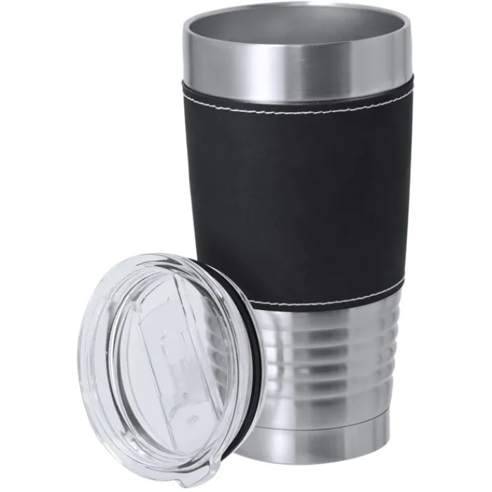 Gift Campaign Bicchiere termico in acciaio inox con fascia in PU colorata da 420ml> Bicchieri Termici Personalizzati