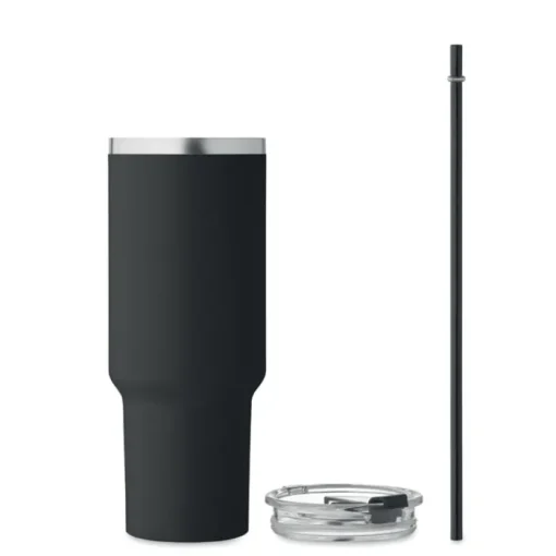 Gift Campaign Bicchiere termico in acciaio inox riciclato con tappo e cannuccia 1.2l> Bicchieri Termici Personalizzati