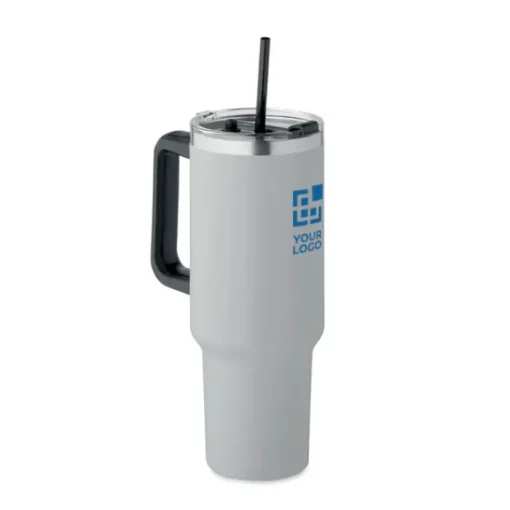 Gift Campaign Bicchiere termico in acciaio inox riciclato con tappo e cannuccia 1.2l> Bicchieri Termici Personalizzati