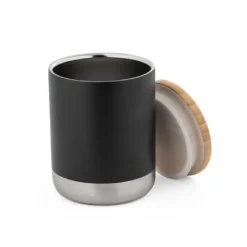 Gift Campaign Bicchiere termico piccolo in acciaio con tappo in bambù 370ml Scandi> Bicchieri Termici Personalizzati