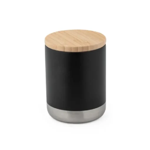 Gift Campaign Bicchiere termico piccolo in acciaio con tappo in bambù 370ml Scandi> Bicchieri Termici Personalizzati