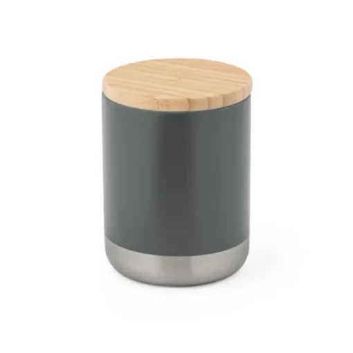 Gift Campaign Bicchiere termico piccolo in acciaio con tappo in bambù 370ml Scandi> Bicchieri Termici Personalizzati