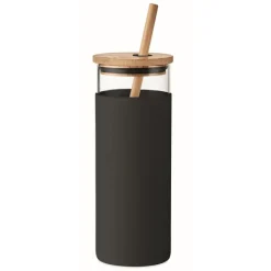 Gift Campaign Bicchiere vetro con custodia e cannuccia bambù 450ml CrystalStraw> Bicchieri Di Vetro Personalizzati