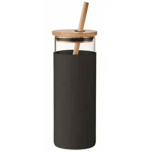 Gift Campaign Bicchiere vetro con custodia e cannuccia bambù 450ml CrystalStraw> Bicchieri Di Vetro Personalizzati