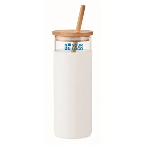 Gift Campaign Bicchiere vetro con custodia e cannuccia bambù 450ml CrystalStraw> Bicchieri Di Vetro Personalizzati