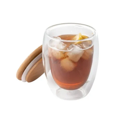 Gift Campaign Bicchiere vetro due pareti coperchio bamboo 350ml Vacuum Medium> Tazzine Da Caffè E Tazze Tè