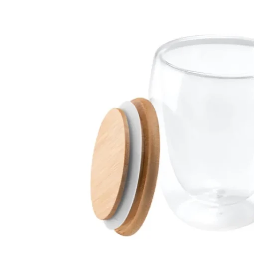 Gift Campaign Bicchiere vetro due pareti coperchio bamboo 350ml Vacuum Medium> Tazzine Da Caffè E Tazze Tè