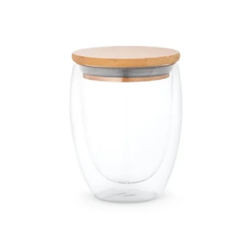 Gift Campaign Bicchiere vetro due pareti coperchio bamboo 350ml Vacuum Medium> Tazzine Da Caffè E Tazze Tè