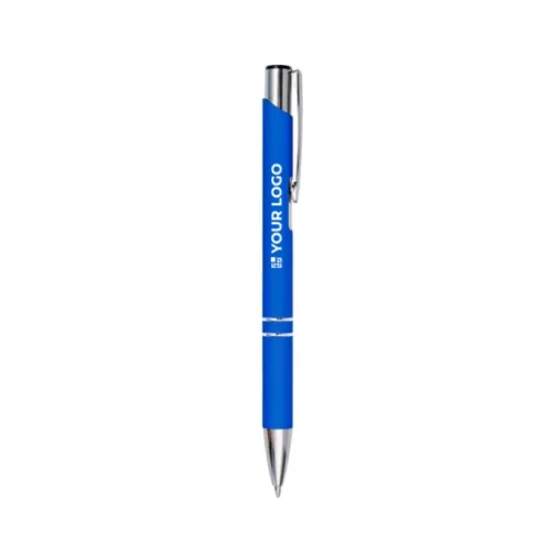 Gift Campaign Biro promozionale in alluminio corpo gommoso inchiostro blu Glober> Penne In Metallo