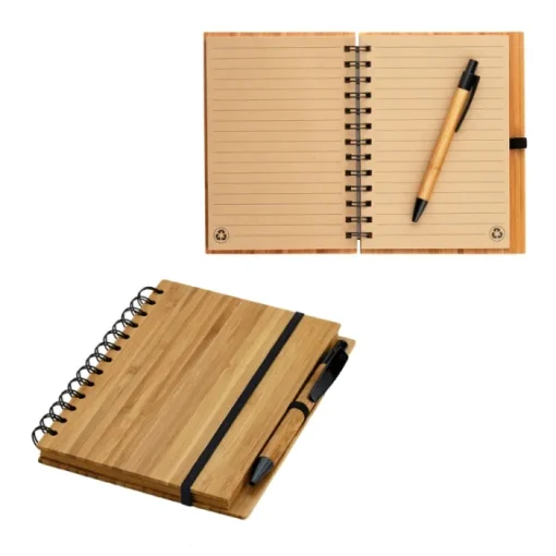 Gift Campaign Block notes A5 copertina bambù con penna e pagine a righe Bamboo> Taccuini Con Penna|Taccuini Ecologici