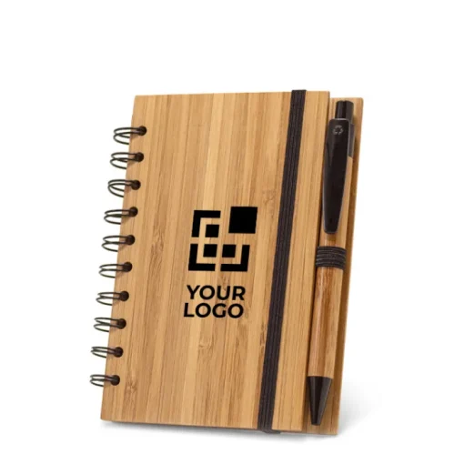 Gift Campaign Block notes A5 copertina bambù con penna e pagine a righe Bamboo> Taccuini Con Penna|Taccuini Ecologici