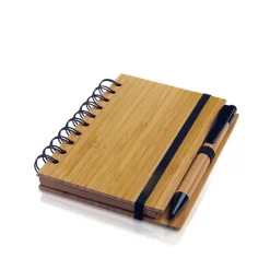 Gift Campaign Block notes A6 in bambù con spirale laterale fogli a righe e penna blu> Taccuini Ecologici|Taccuini Tascabili E Quadernini A6