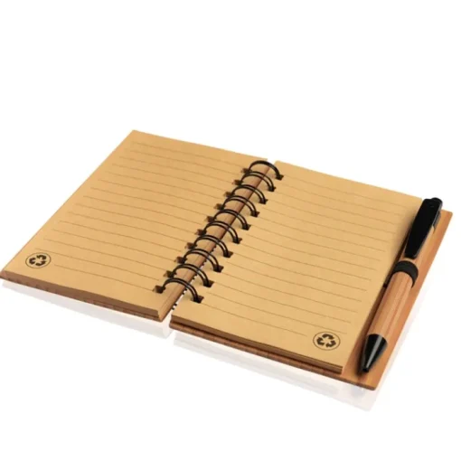 Gift Campaign Block notes A6 in bambù con spirale laterale fogli a righe e penna blu> Taccuini Ecologici|Taccuini Tascabili E Quadernini A6