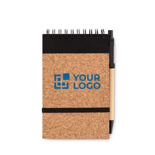 Gift Campaign Block notes con logo A6 con penna refill pagine righe CorkSpiral> Gadget Per L'Ufficio|Taccuini Con Penna