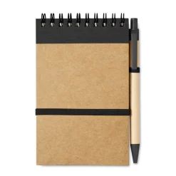 Gift Campaign Block notes con logo A6 elastico pagine bianche e penna blu EcoSpiral> Gadget Ecologici|Gadget Per L'Ufficio