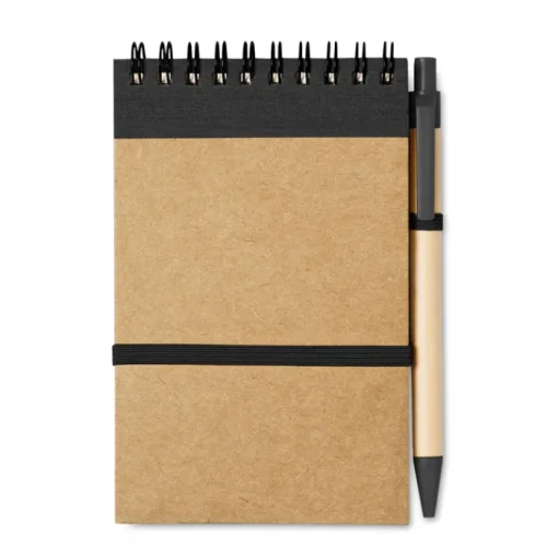 Gift Campaign Block notes con logo A6 elastico pagine bianche e penna blu EcoSpiral> Gadget Ecologici|Gadget Per L'Ufficio
