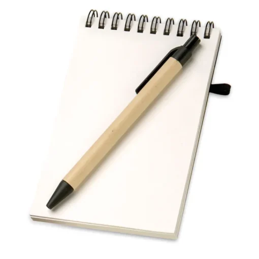 Gift Campaign Block notes con logo A6 elastico pagine bianche e penna blu EcoSpiral> Gadget Ecologici|Gadget Per L'Ufficio