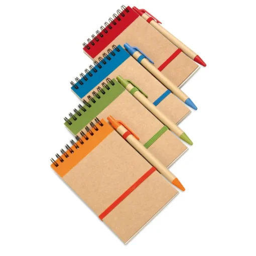 Gift Campaign Block notes con logo A6 elastico pagine bianche e penna blu EcoSpiral> Gadget Ecologici|Gadget Per L'Ufficio
